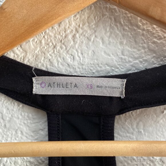 Athleta Tee Racerback Dress Sleeveless Ruched Black Size XS Extra Small 438832 - Picture 2 of 8